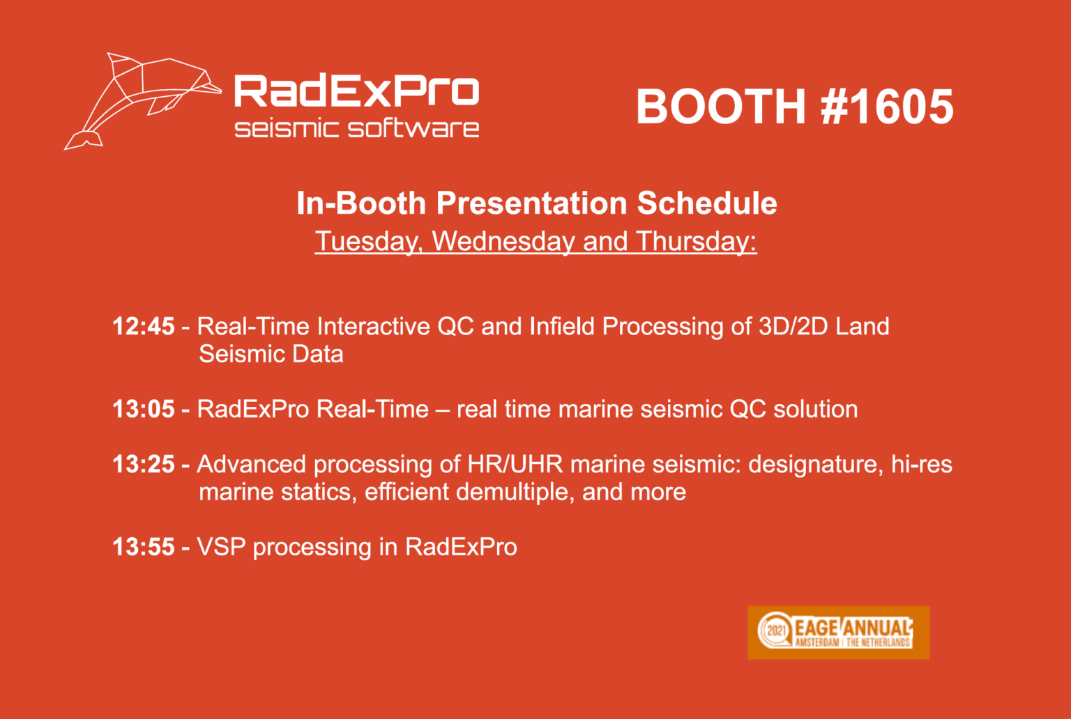 EAGE Annual 2021 schedule of our presentations RadExPro